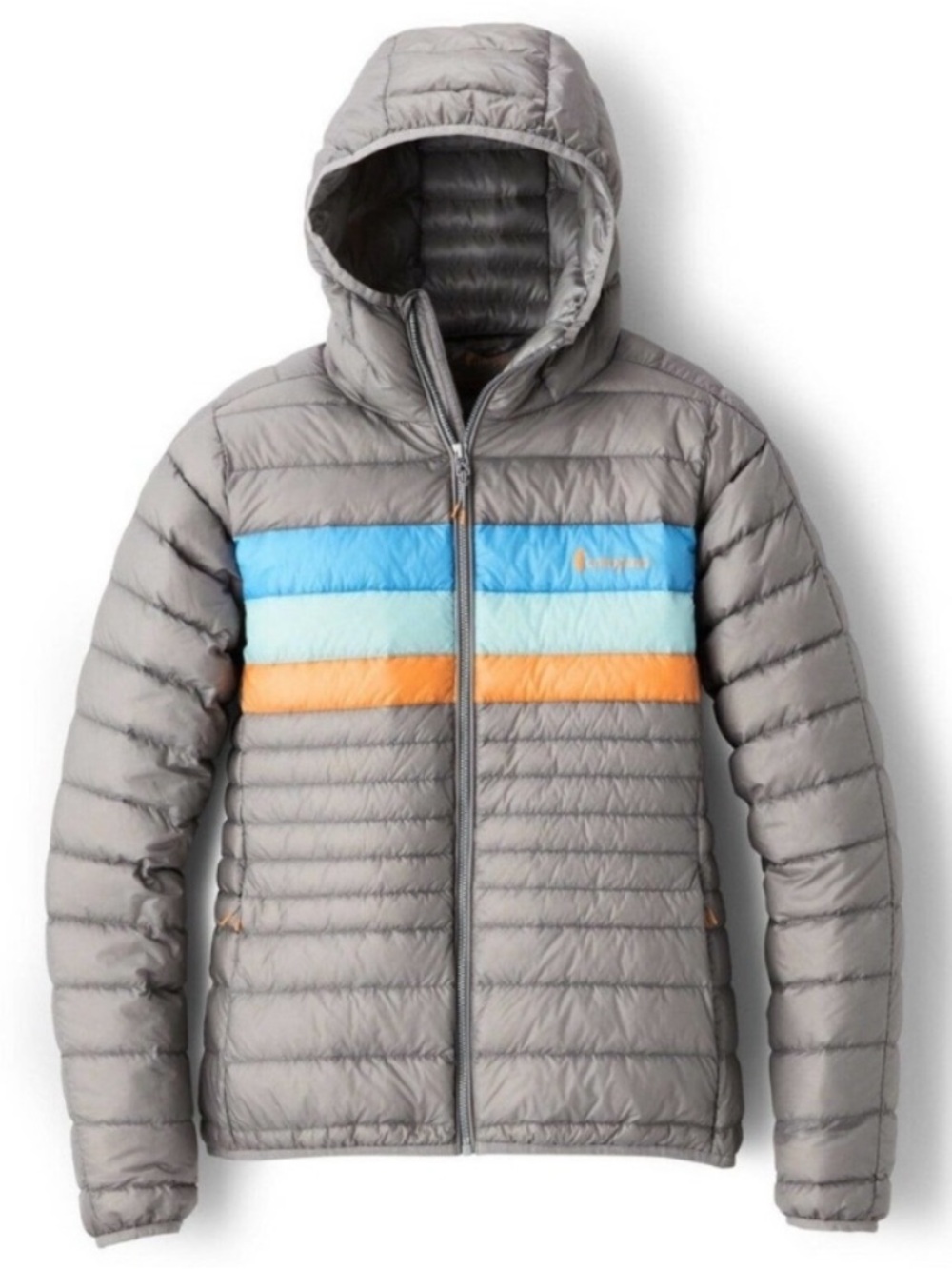 Cotopaxi Fuego Hoody Down Fill Puffer Jacket Hooded Grey Colorblock Extra Small